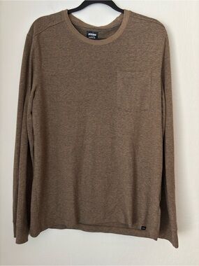 PrAna Cardiff Long Sleeve Pocket T-Shirt Mens Medium Bed Rock Heather Hemp Blend